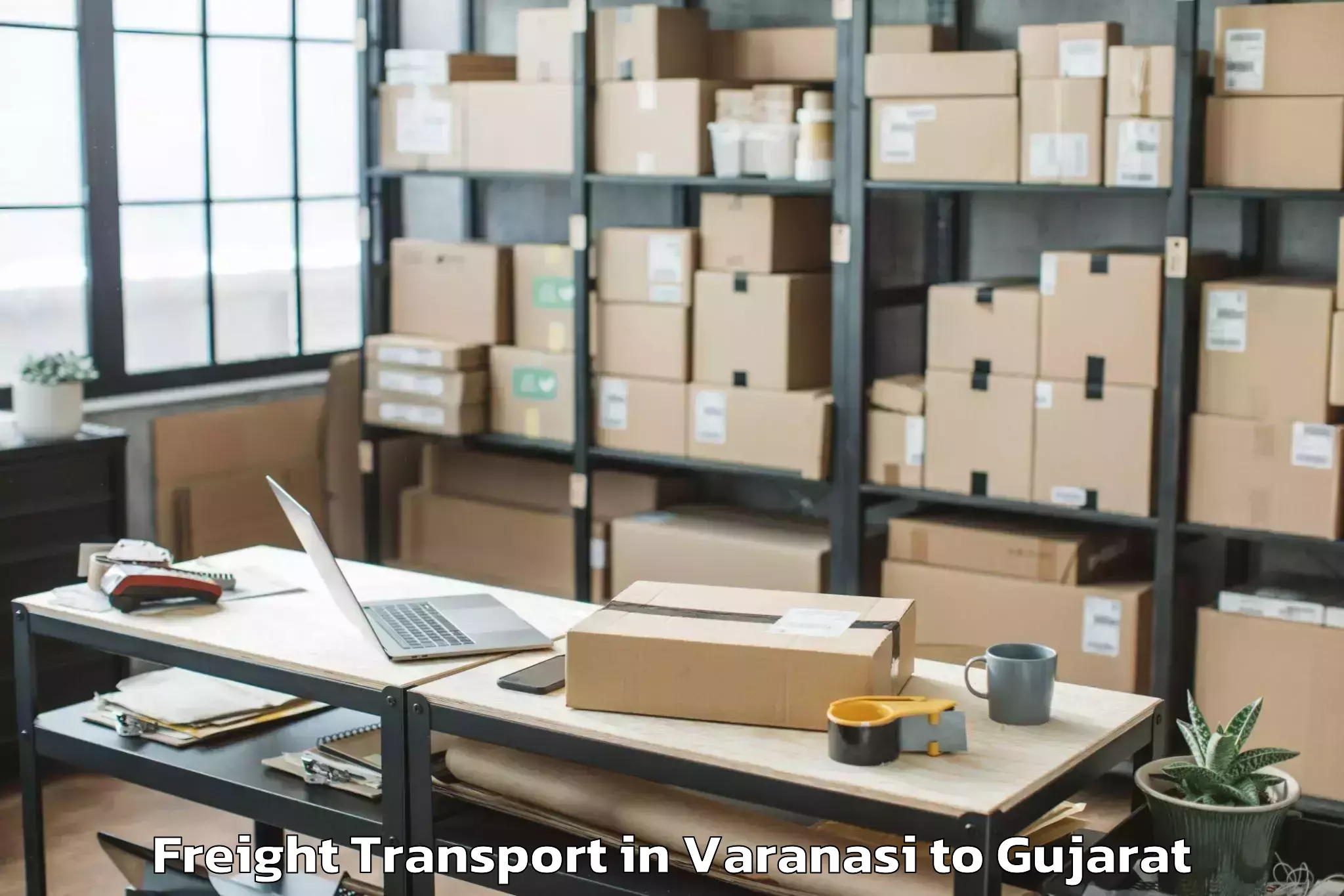 Book Varanasi to Charotar University Of Science Freight Transport Online